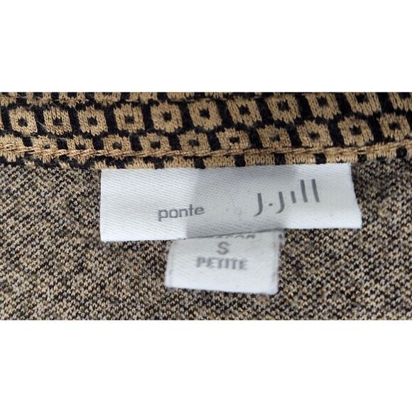J. Jill Ponte Patterned Brown Black Women's Small Petite 3/4 Sleeve Shirt - Picture 6 of 9